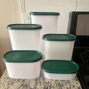 Tupperware EUC Modular Mates Oval 1,2,3,4,5 Storage Set in Green